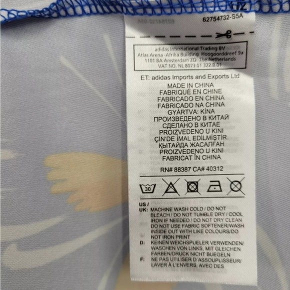 Adidas Farm Rio Womens Dress Mini Butterfly Print Blue Short Sleeves Size Large - Picture 5 of 6